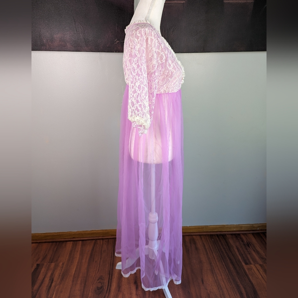 Vintage purple mesh peignoir - Picture 3 of 10
